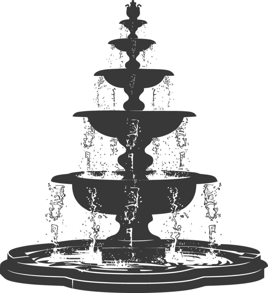 AI generated Silhouette Garden fountain black color only full vector