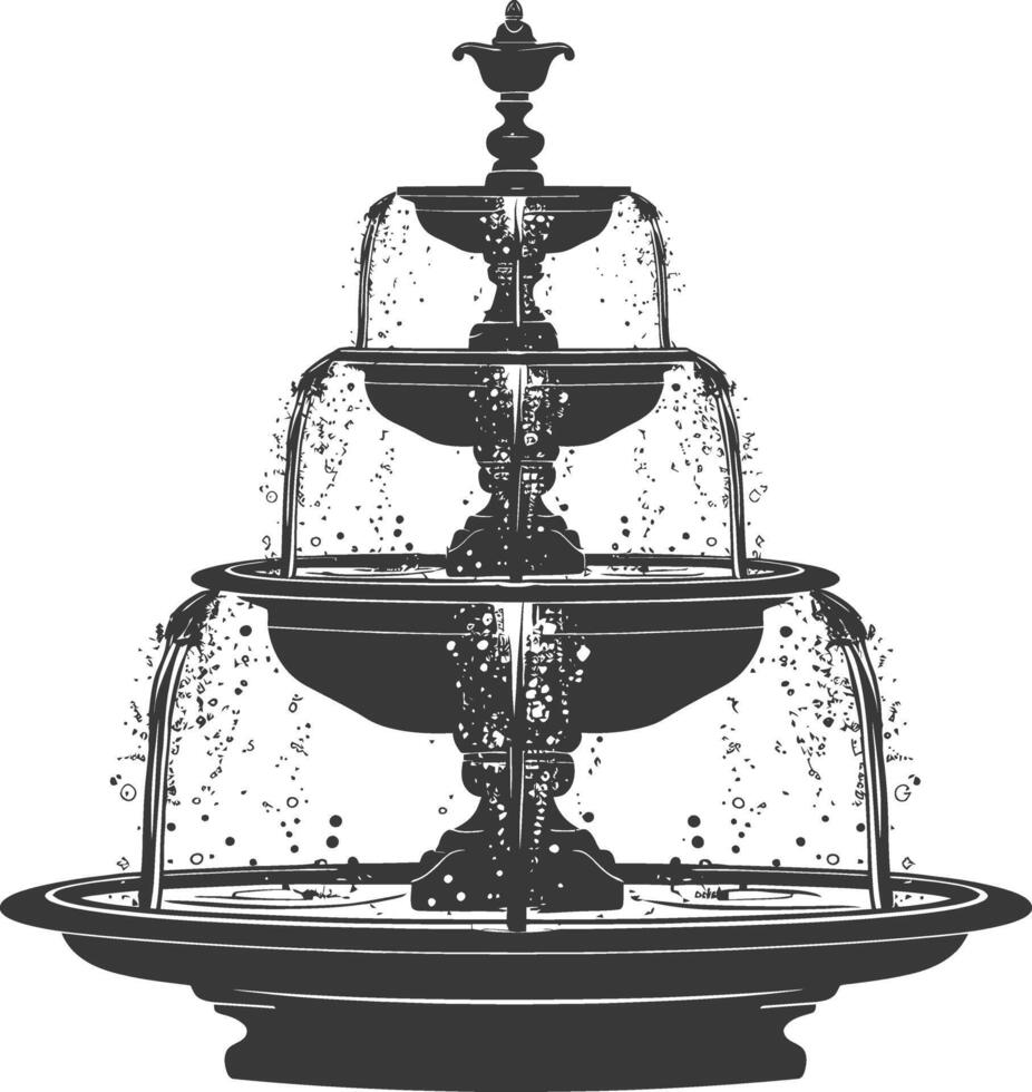 AI generated Silhouette Garden fountain black color only full vector