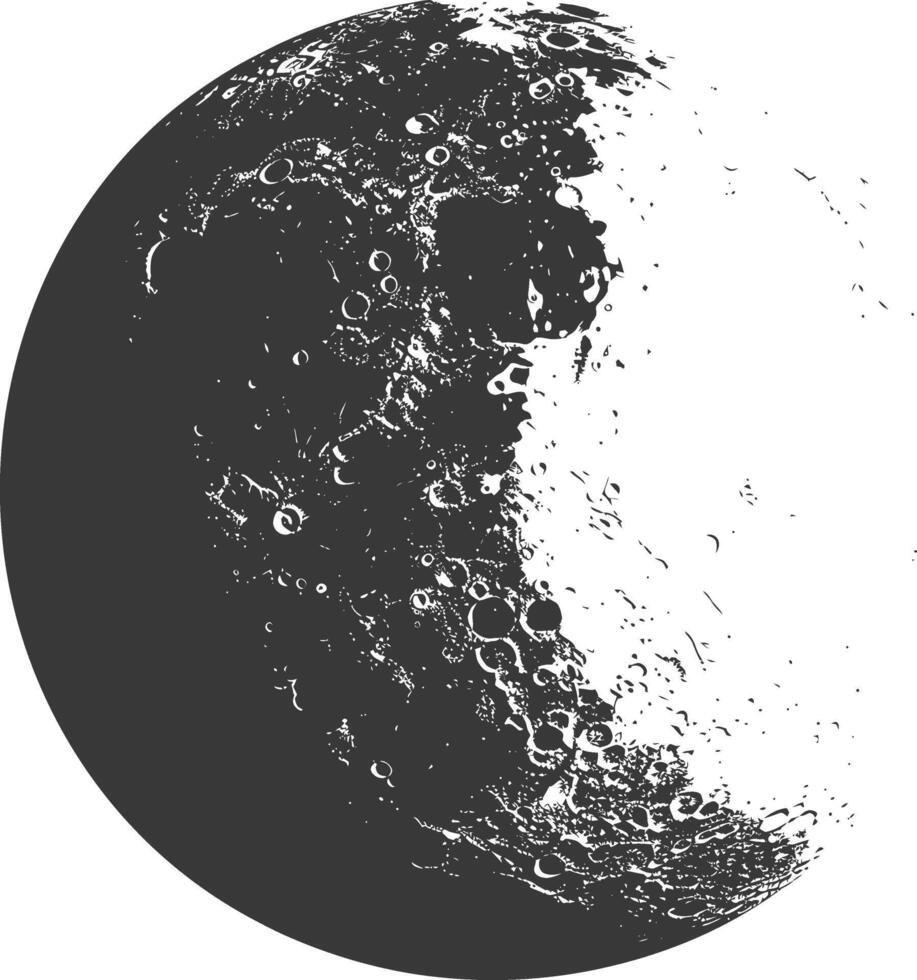 AI generated Silhouette First Quarter Moon black color only vector