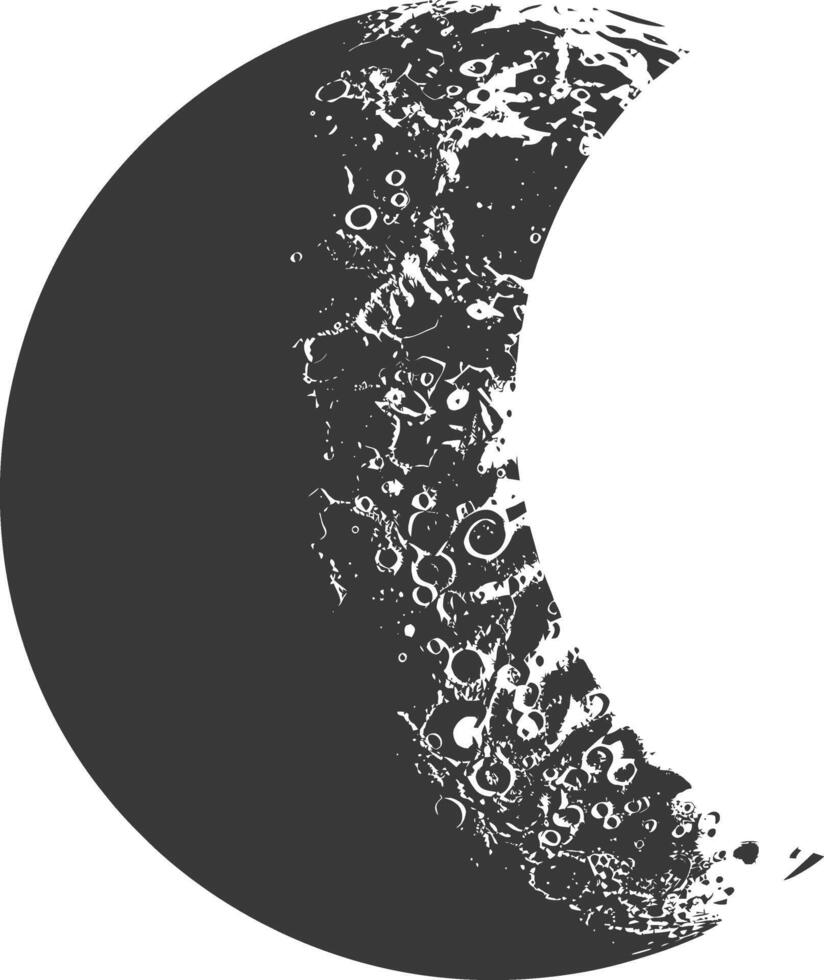 AI generated Silhouette First Quarter Moon black color only vector