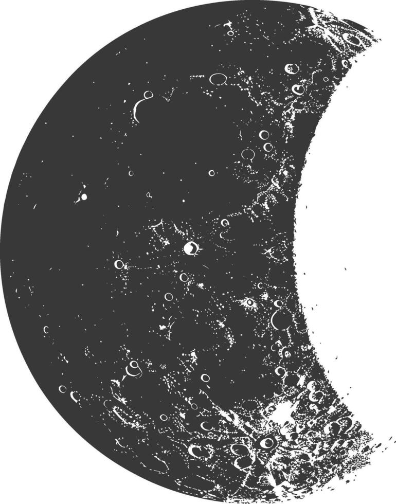 AI generated Silhouette First Quarter Moon black color only vector