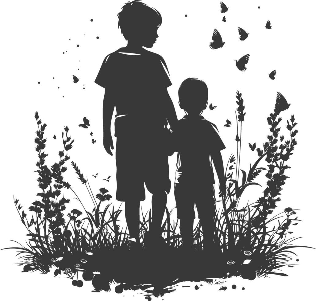 AI generated Silhouette illustration for celebrating world sibling day vector