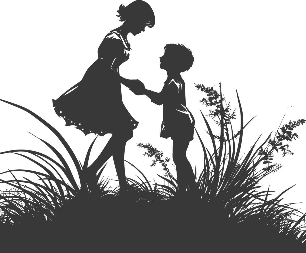 AI generated Silhouette illustration for celebrating world sibling day vector