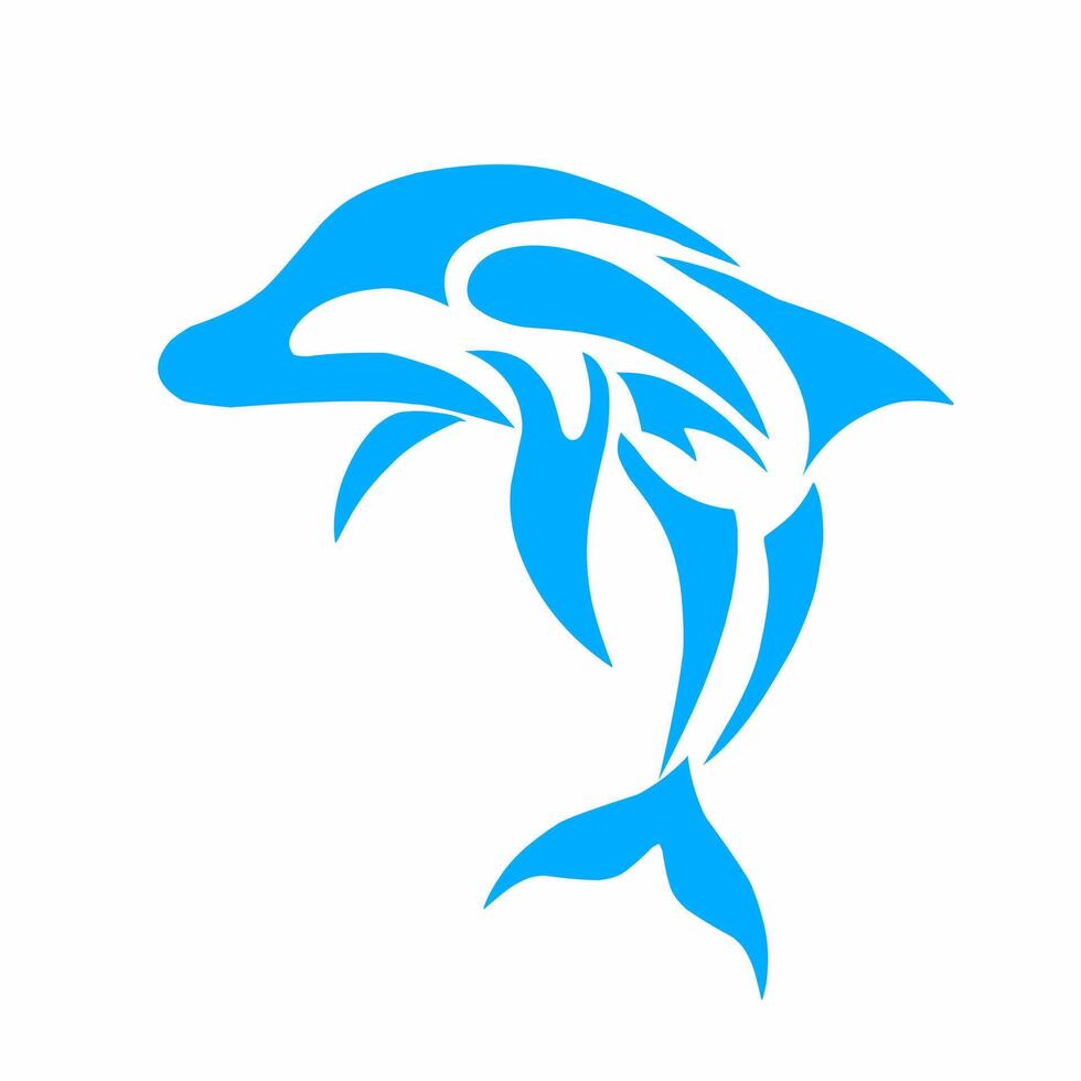 vector graphics of tribal art illustration of a blue dolphin