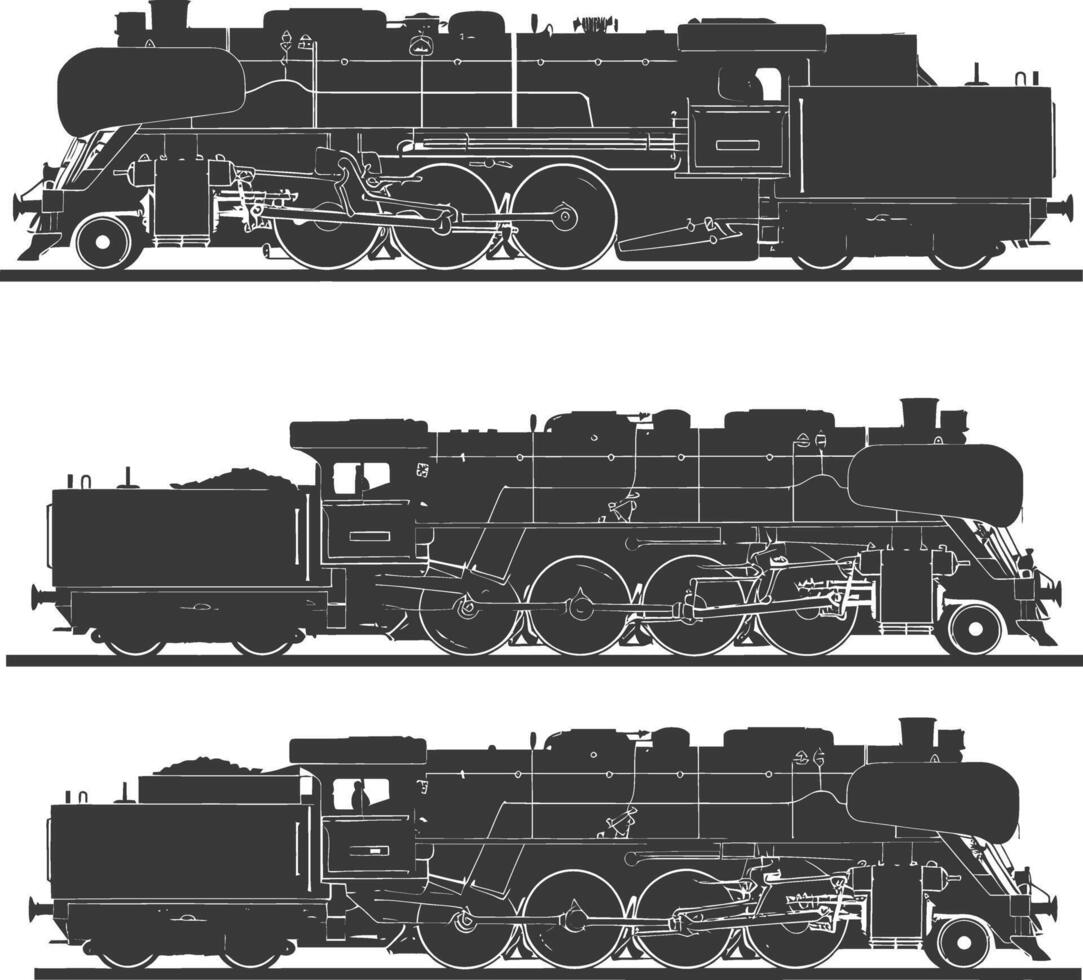 AI generated Silhouette locomotive black color only vector