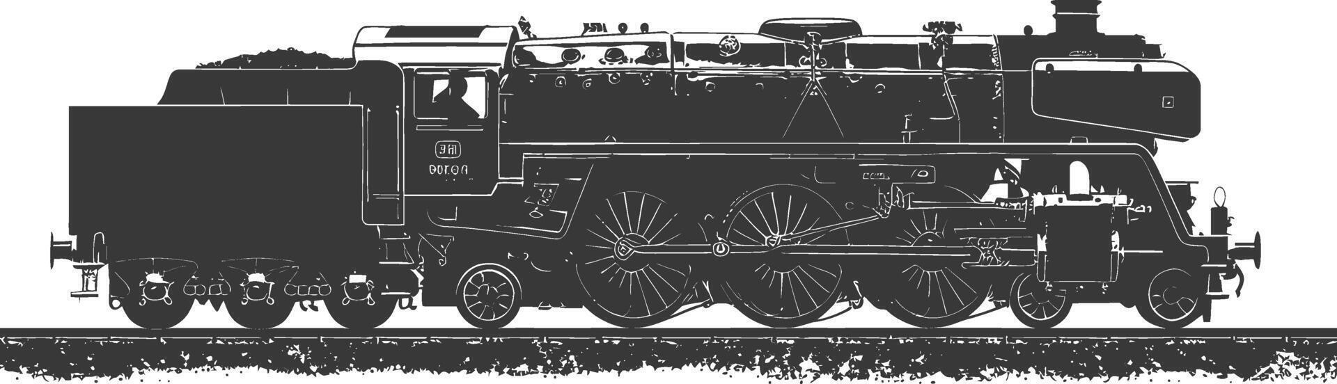 AI generated Silhouette locomotive black color only vector