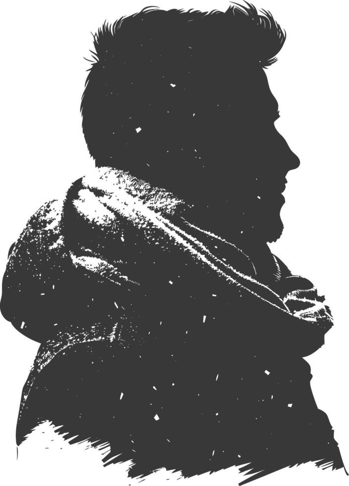 AI generated Silhouette man with snow scarf black color only vector