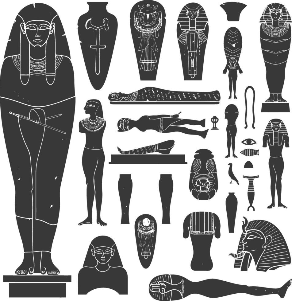 AI generated Silhouette ancient egypt sarcophagus black color only vector
