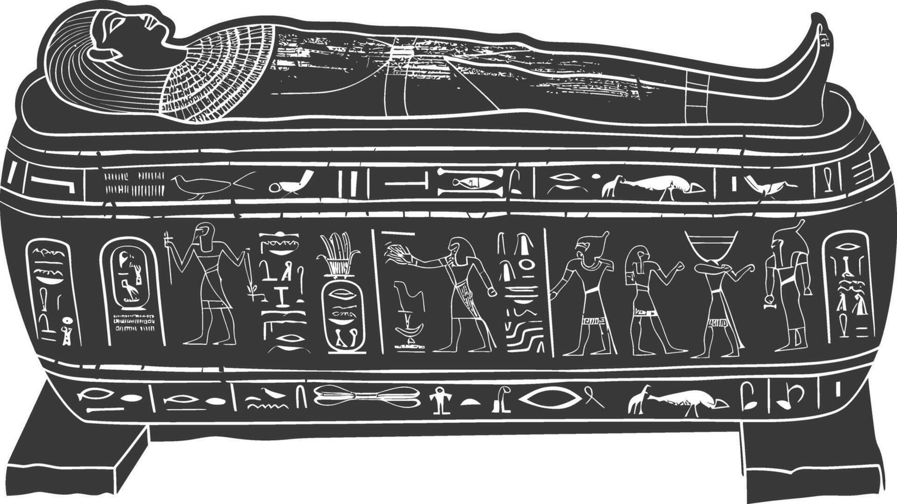 AI generated Silhouette ancient egypt sarcophagus black color only vector