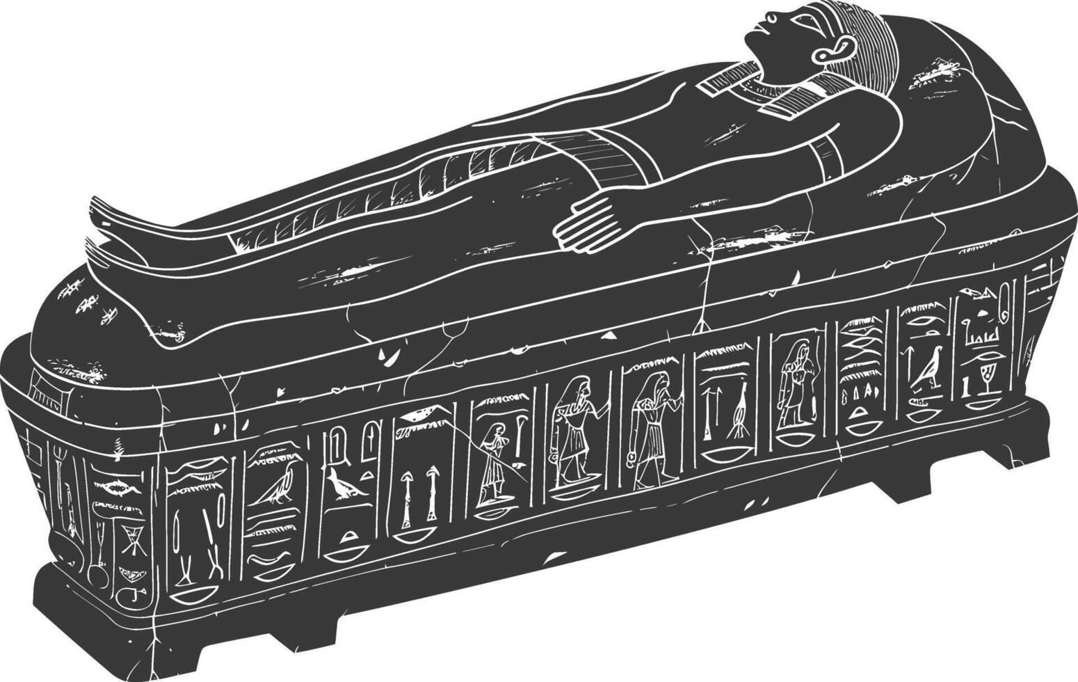 ai generado silueta antiguo Egipto sarcófago negro color solamente vector
