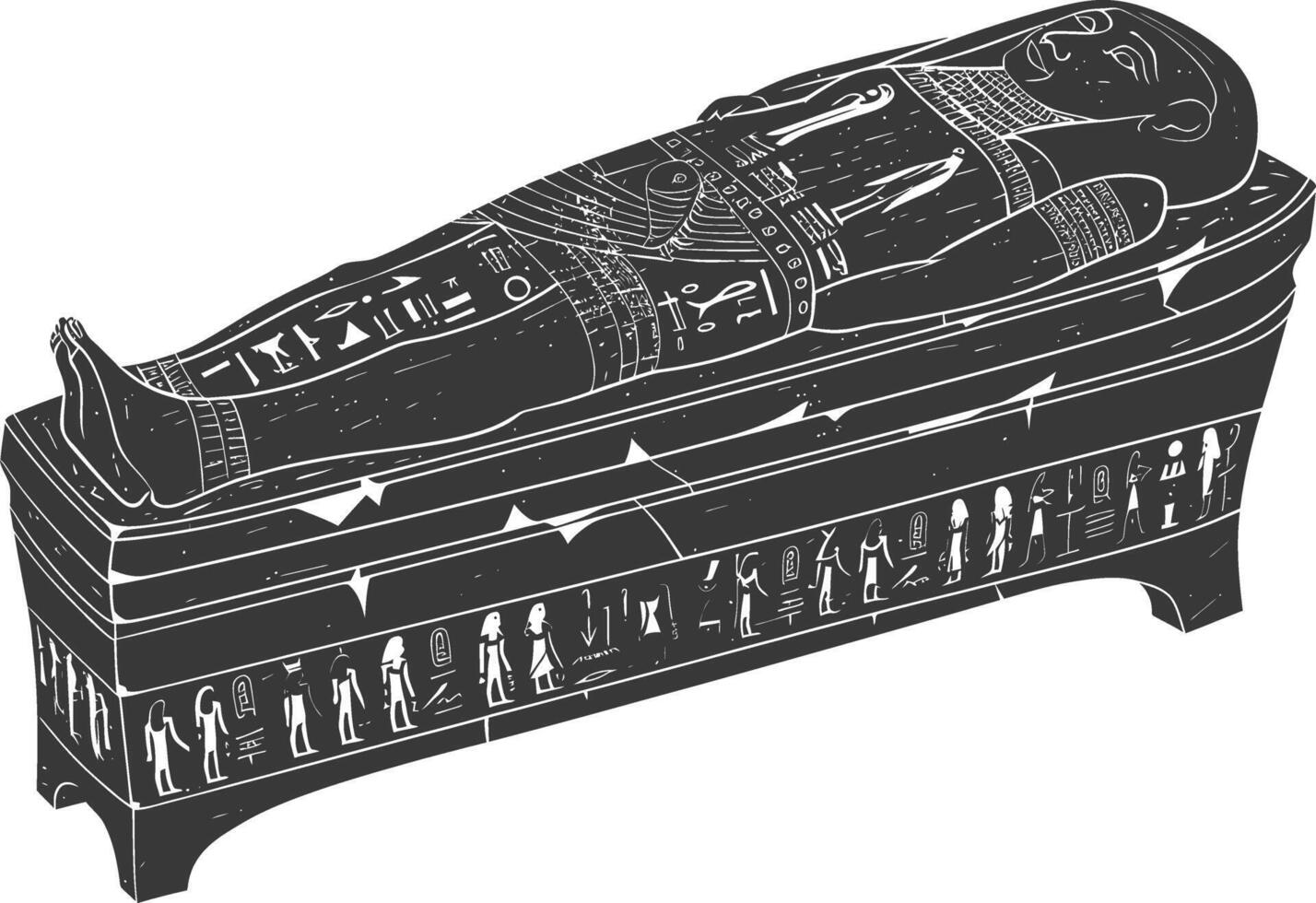 AI generated Silhouette ancient egypt sarcophagus black color only vector