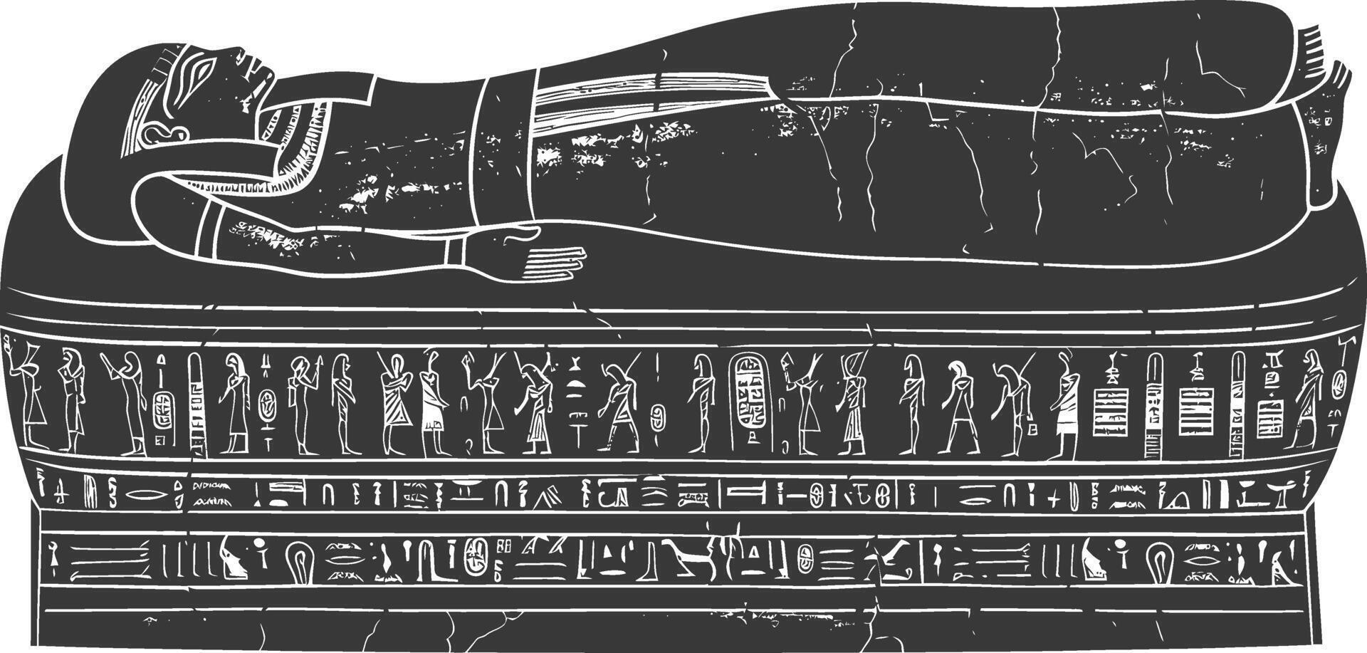 AI generated Silhouette ancient egypt sarcophagus black color only vector