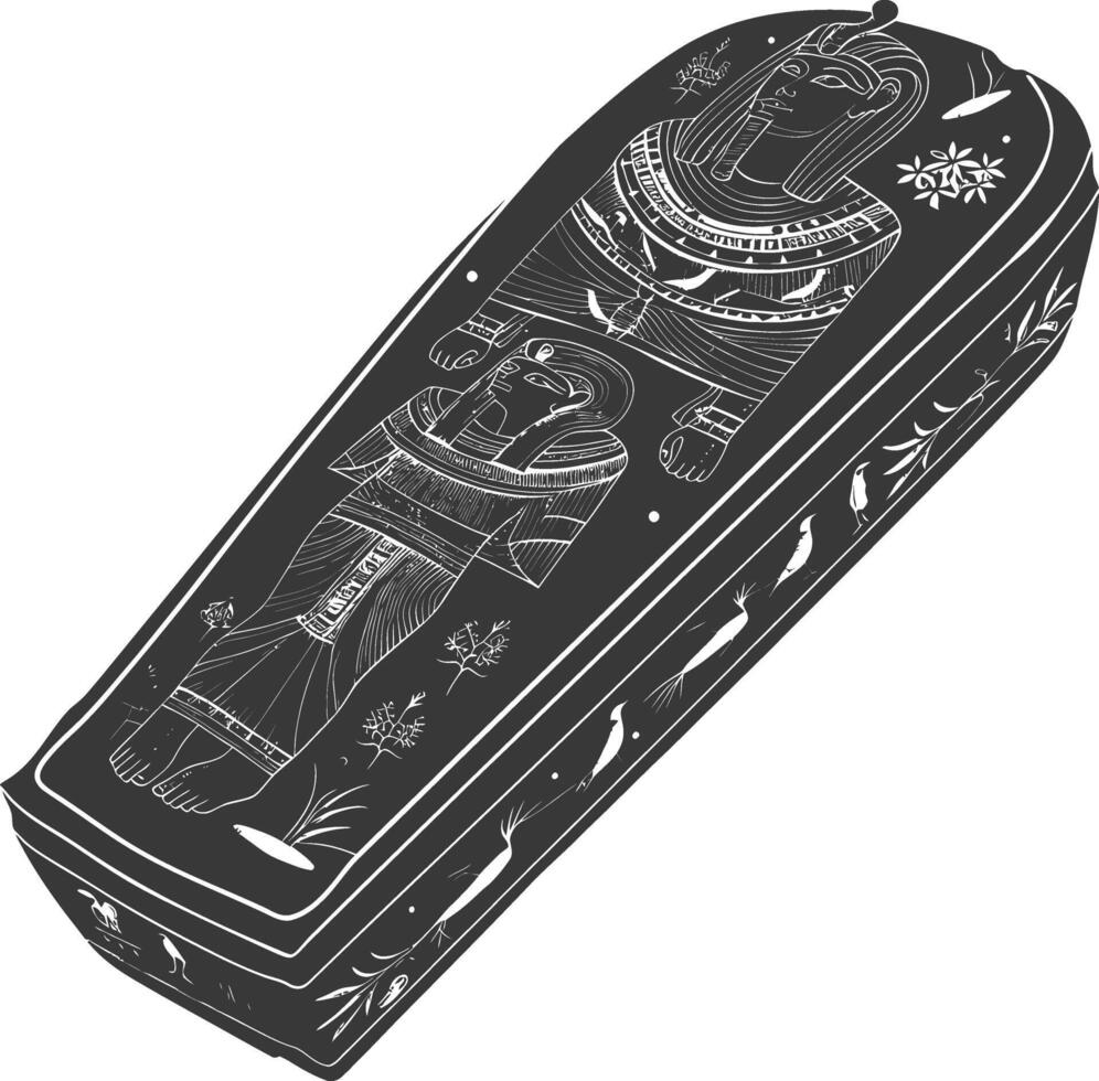 AI generated Silhouette ancient egypt sarcophagus black color only vector