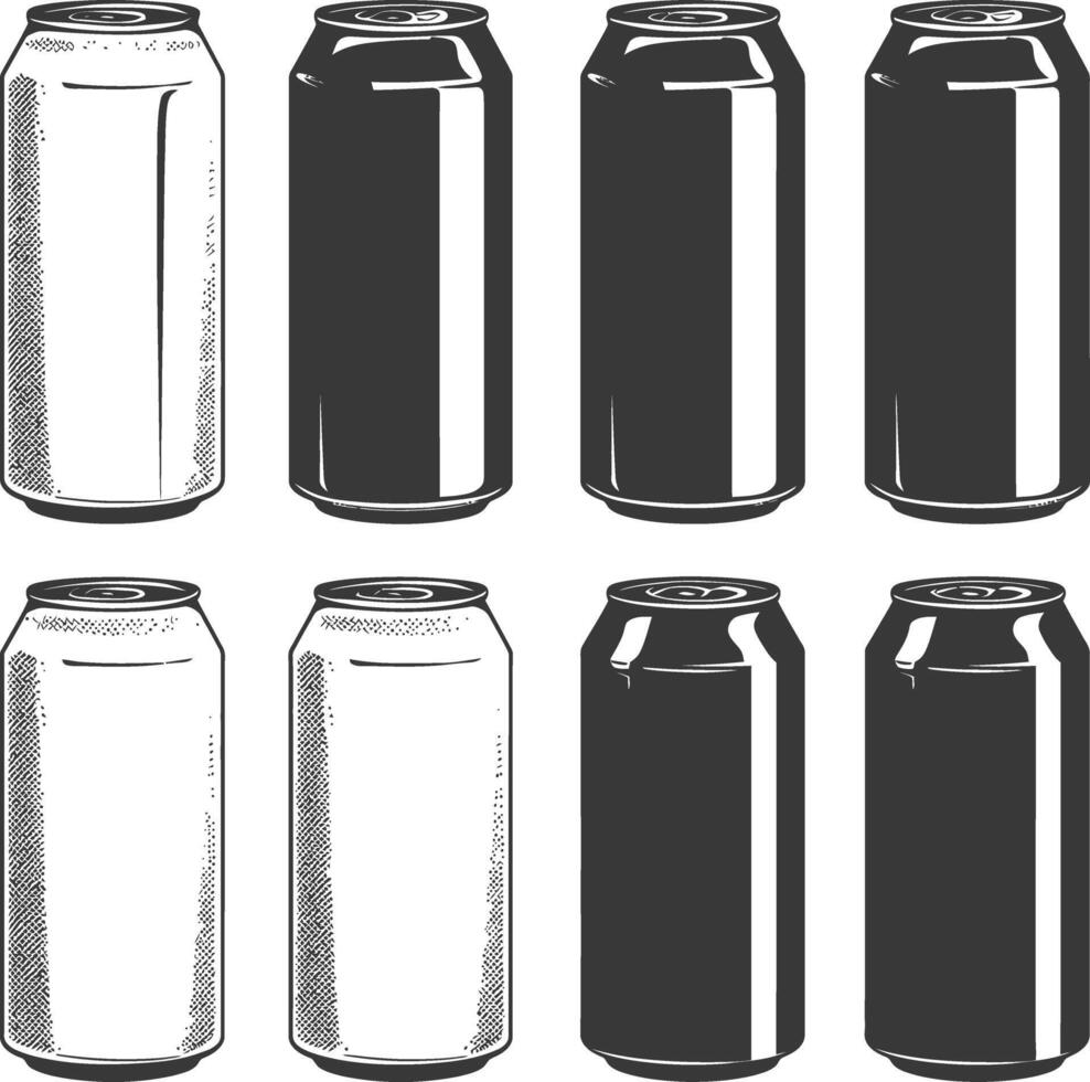 AI generated Silhouette blank Drink can canned drink black color only vector