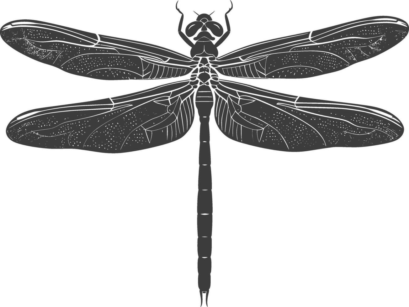 AI generated Silhouette Dragonfly black color only full body vector