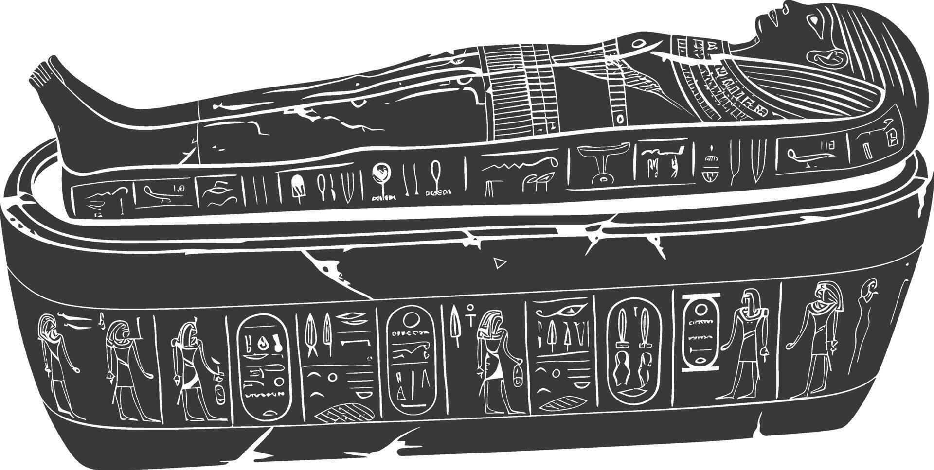 AI generated Silhouette ancient egypt sarcophagus black color only vector