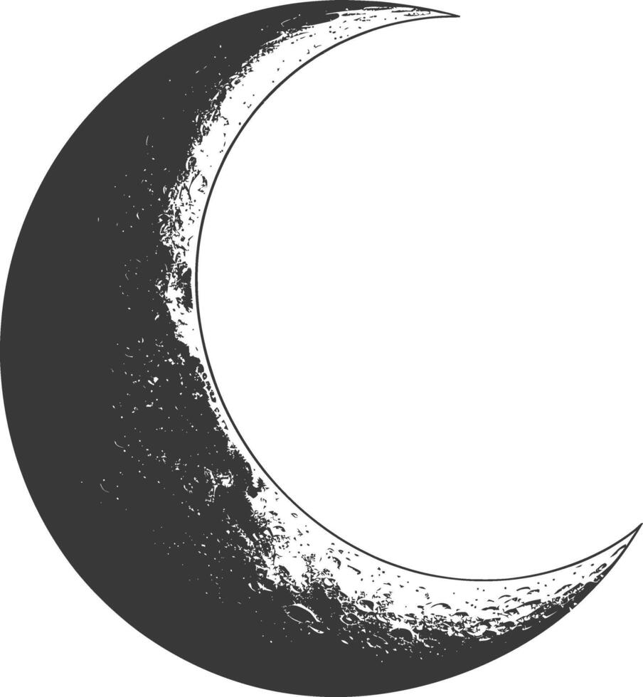 AI generated Silhouette Crescent Moon black color only vector