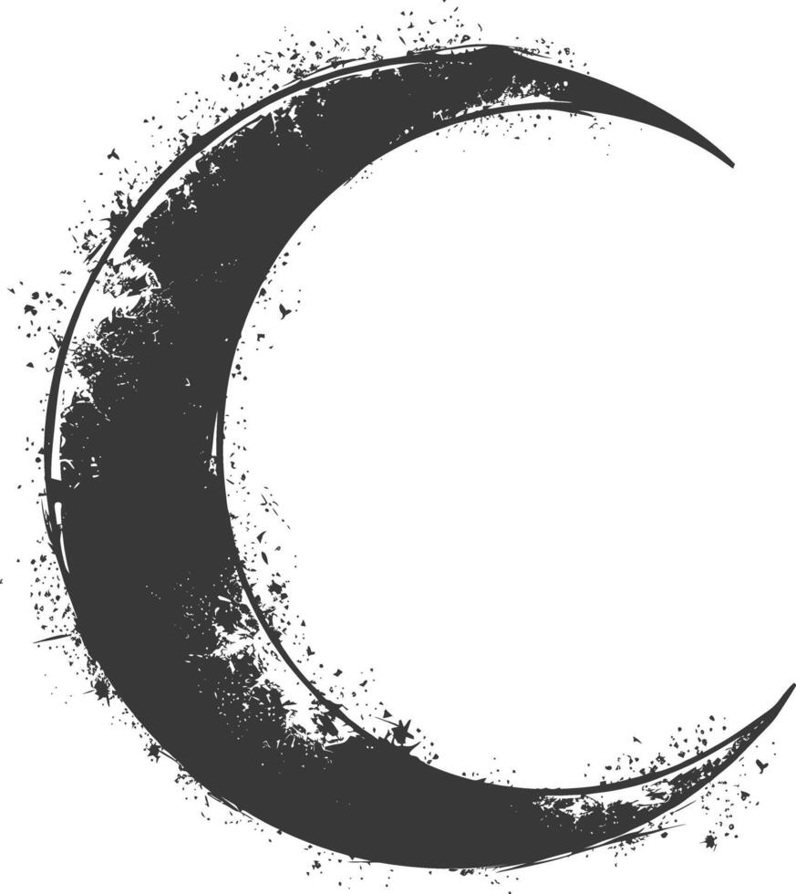 AI generated Silhouette Crescent Moon black color only vector