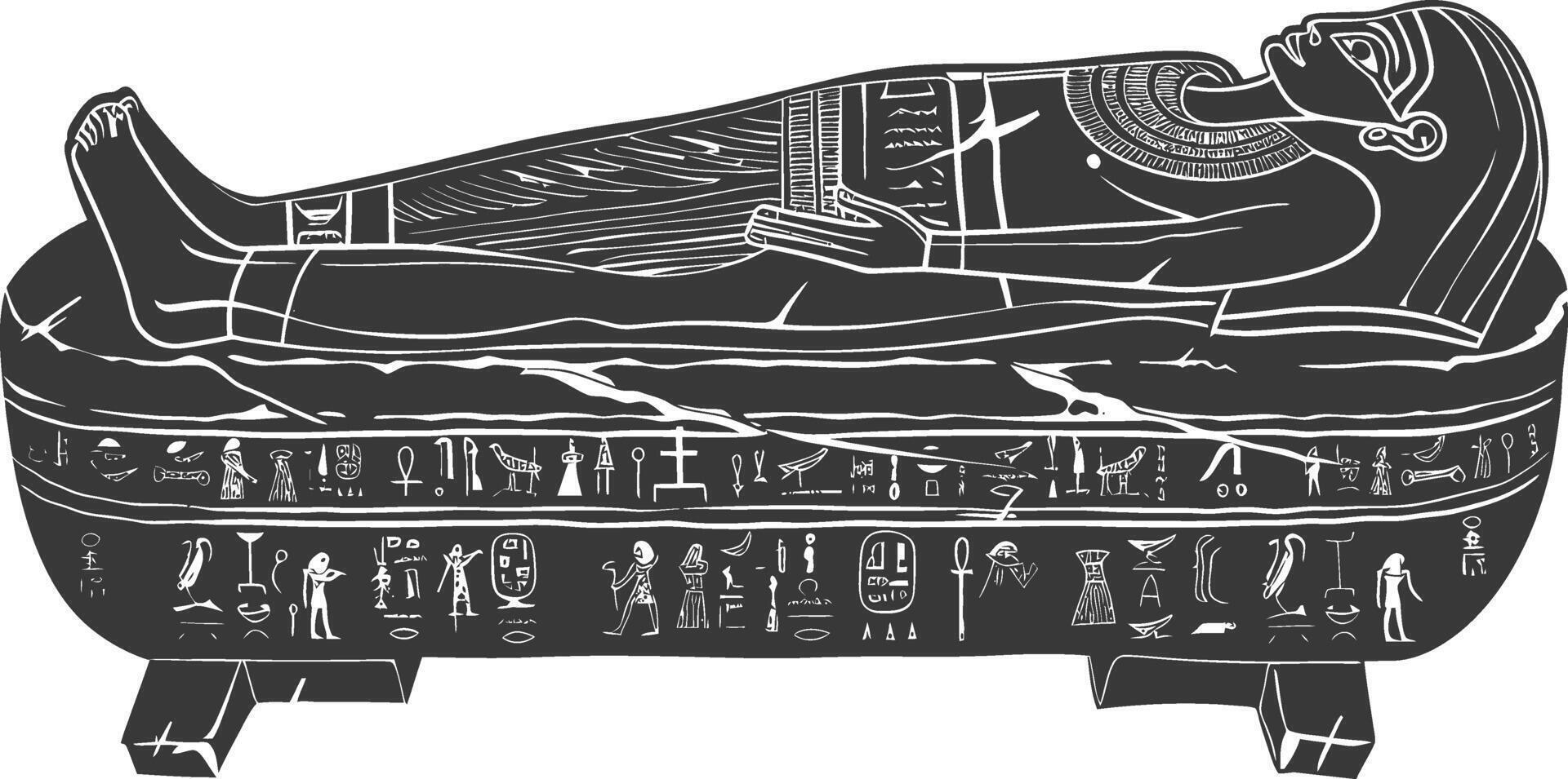 AI generated Silhouette ancient egypt sarcophagus black color only vector