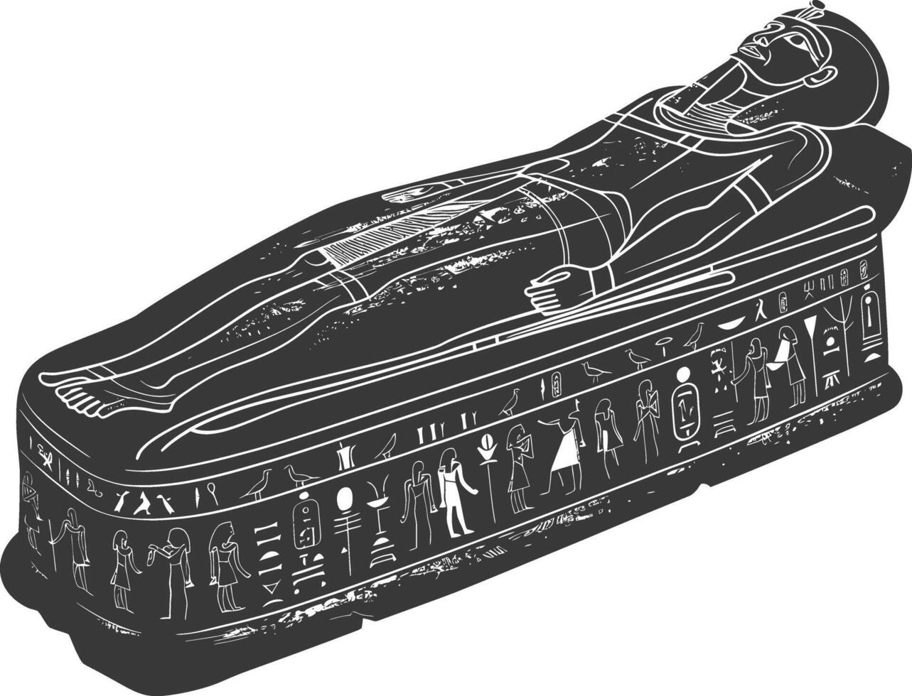 AI generated Silhouette ancient egypt sarcophagus black color only vector