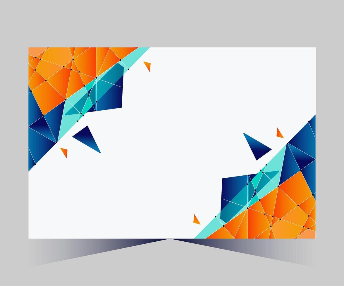 un blanco tarjeta con un naranja y azul geométrico diseño vector