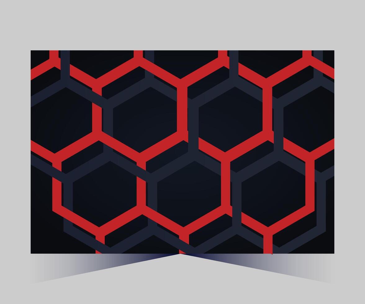 a black and red background with a hexagon pattern vector