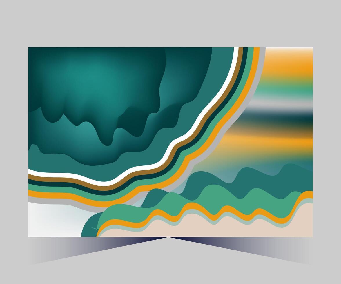 abstract background with green, orange and yellow waves vector