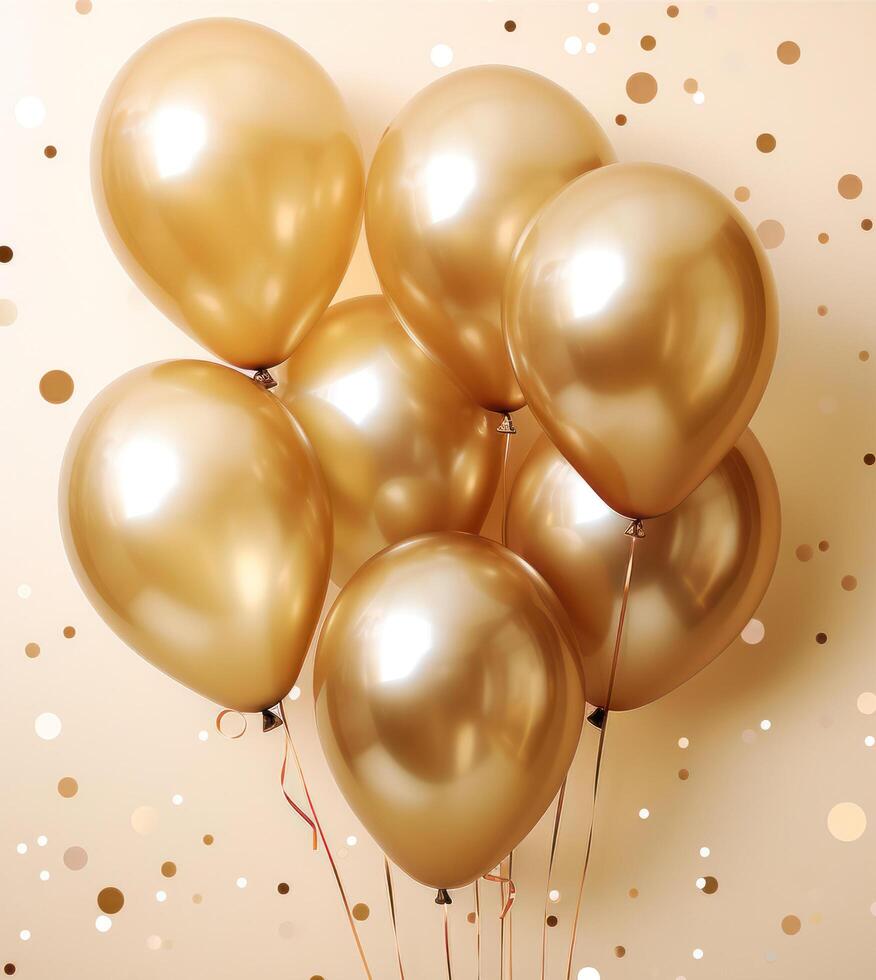 AI generated gold balloon on gold background photo