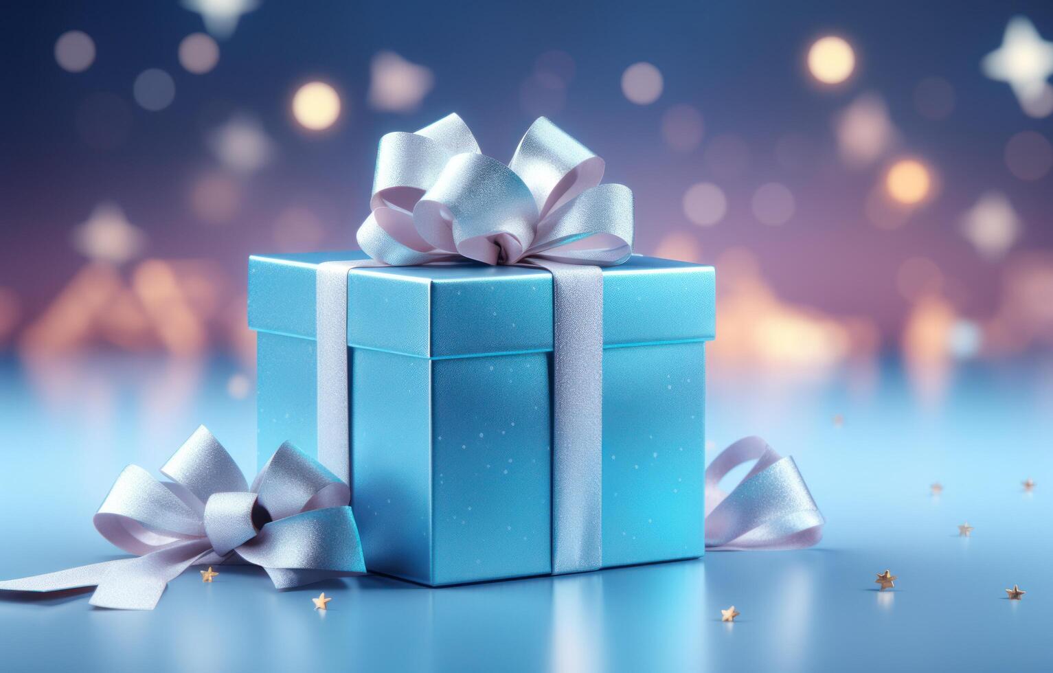 AI generated a blue gift box on a blue background photo