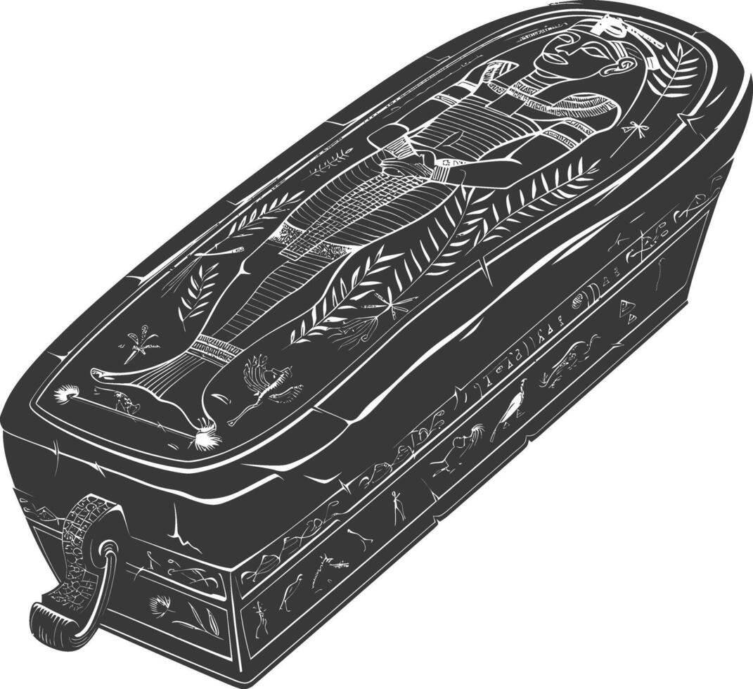 AI generated Silhouette ancient egypt sarcophagus black color only vector