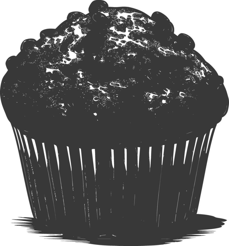 AI generated Silhouette muffin cake food black color only vector