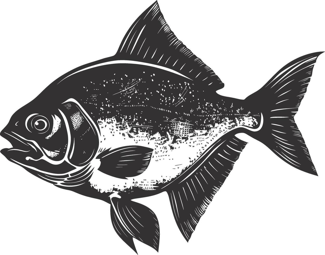 ai generado silueta piraña pescado animal negro color solamente lleno cuerpo vector