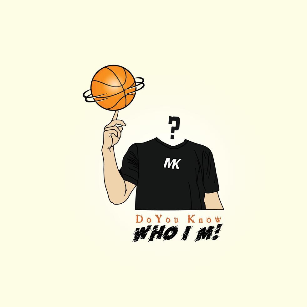 Swish basketball and player vector design with minimal style. basketball rounding on hand.