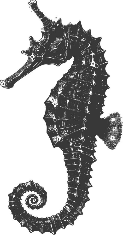 AI generated Silhouette seahorse animal black color only full body vector