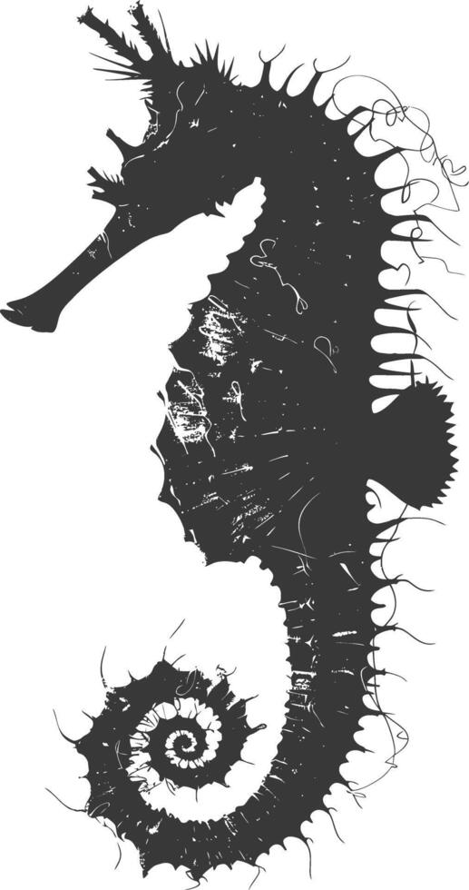 AI generated Silhouette seahorse animal black color only full body vector