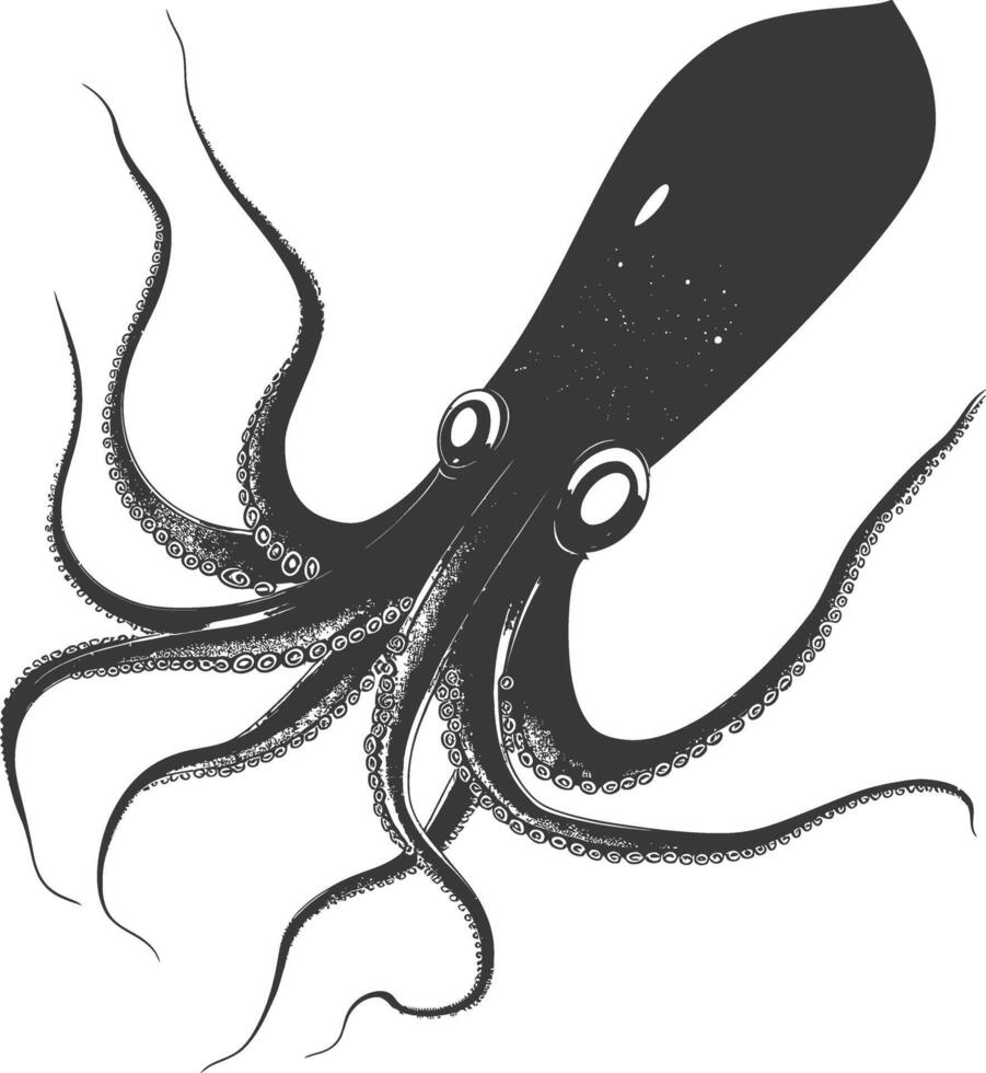ai generado silueta calamar animal negro color solamente lleno cuerpo vector