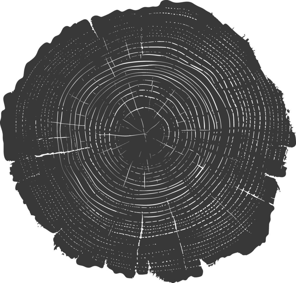 AI generated Silhouette Tree rings black color only vector
