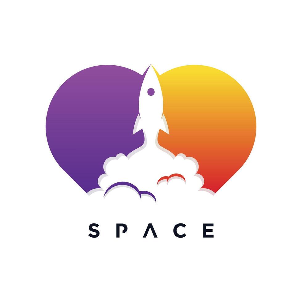 Space logo template with rocket creative concept simple style Premium Vector Part 1