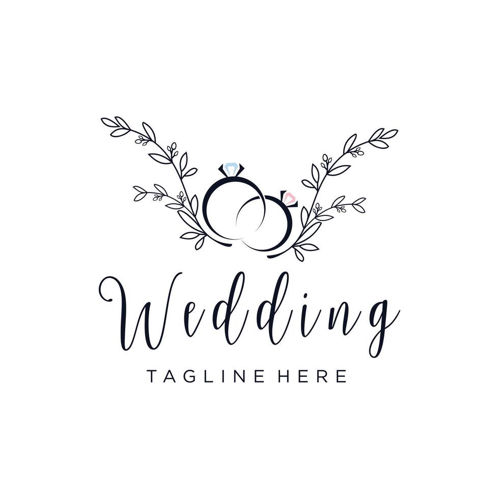 Wedding logo design creative concept with decoration unique style Premium Vector Part 2