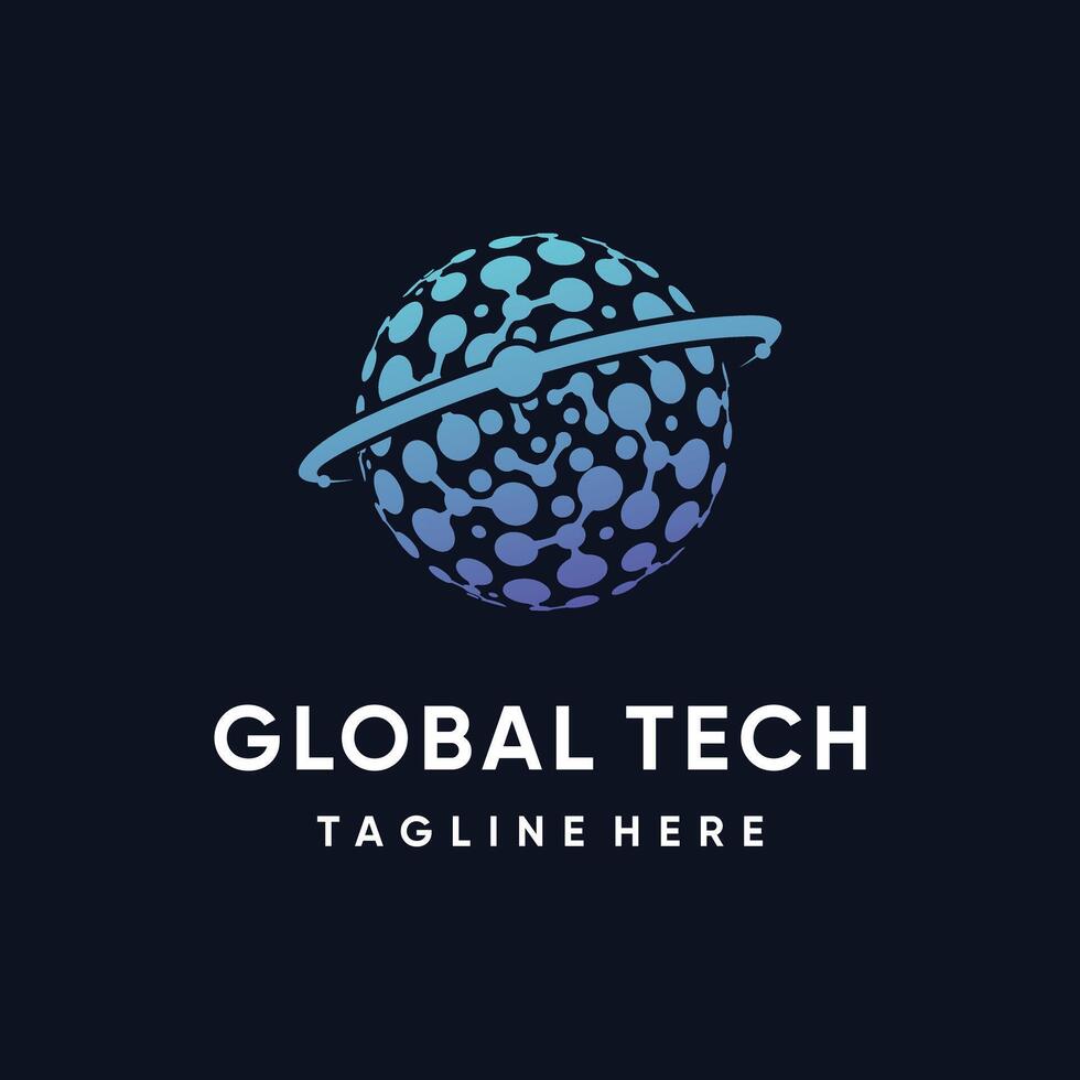 Global tech logo template creative concept unique style Premium Vector
