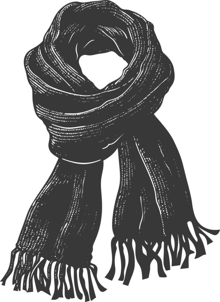AI generated Silhouette snow knit scarf black color only full vector