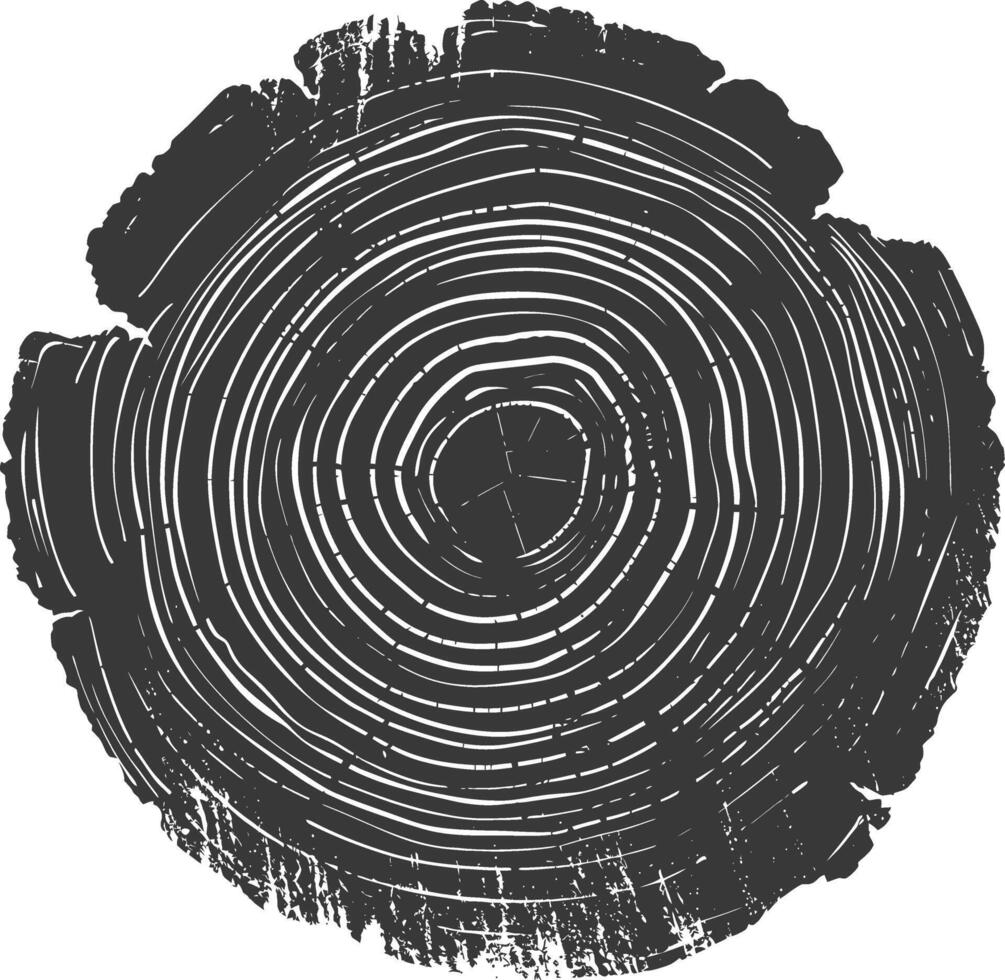 AI generated Silhouette Tree rings black color only vector