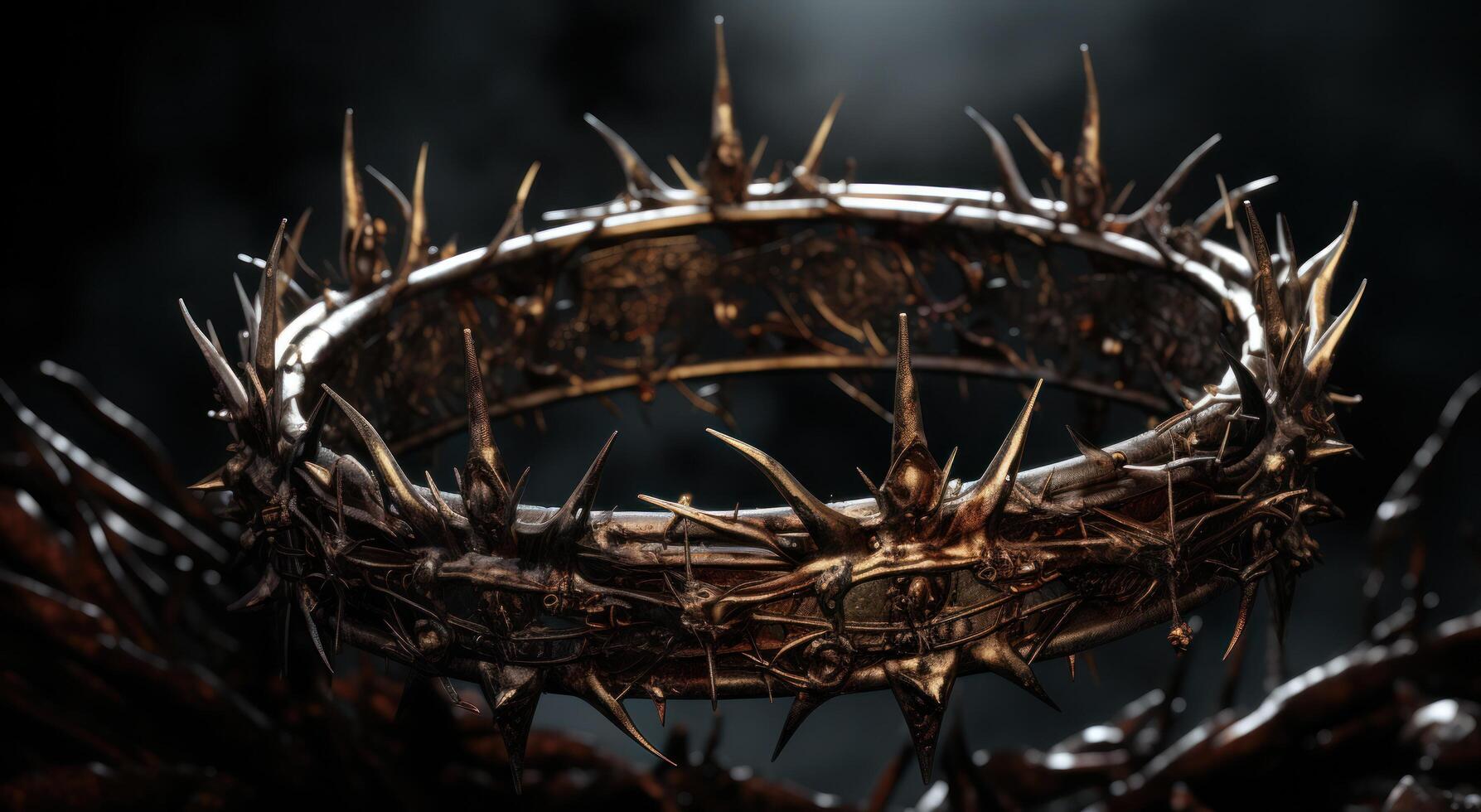 AI generated a crown of thorns made of spikes and a ring with thorns photo