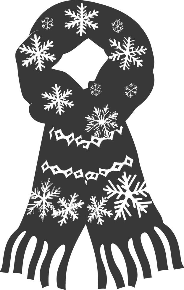 AI generated Silhouette snow knit scarf black color only full vector