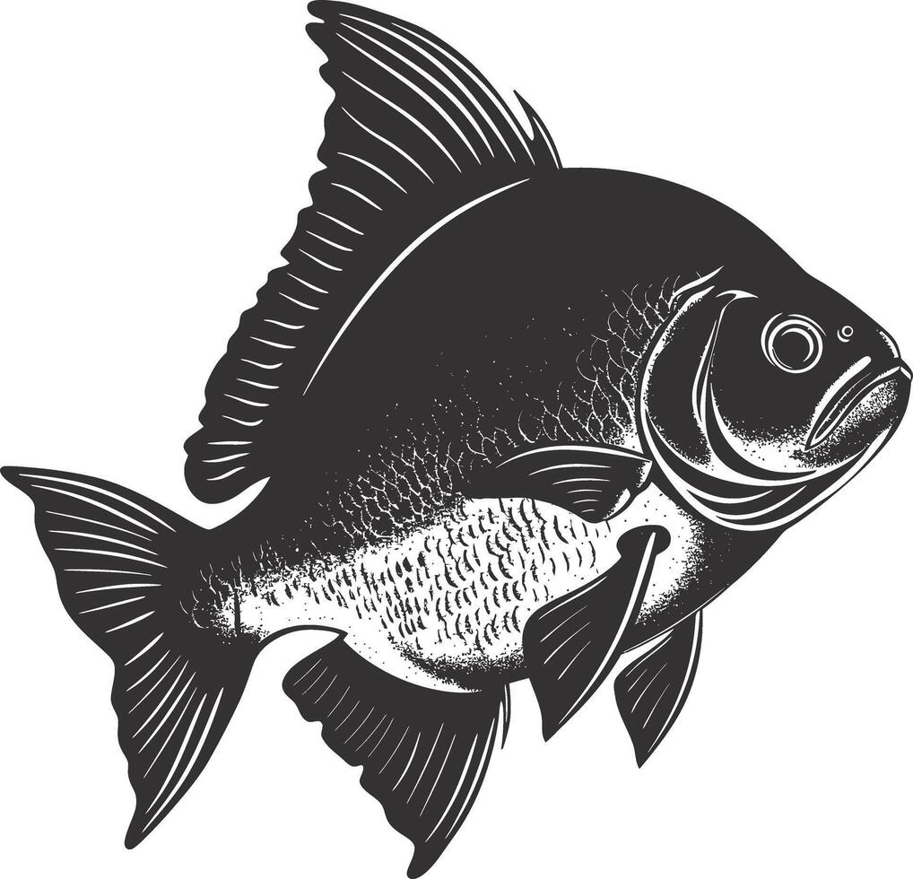 AI generated Silhouette piranha fish animal black color only full body vector