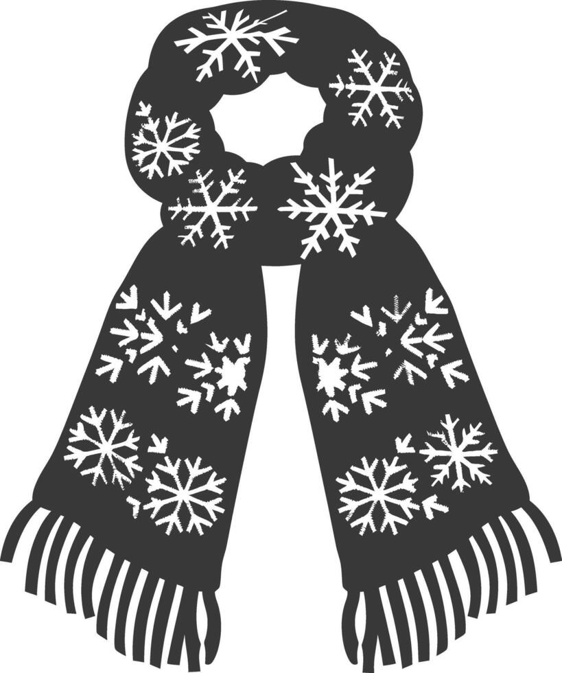 AI generated Silhouette snow knit scarf black color only full vector