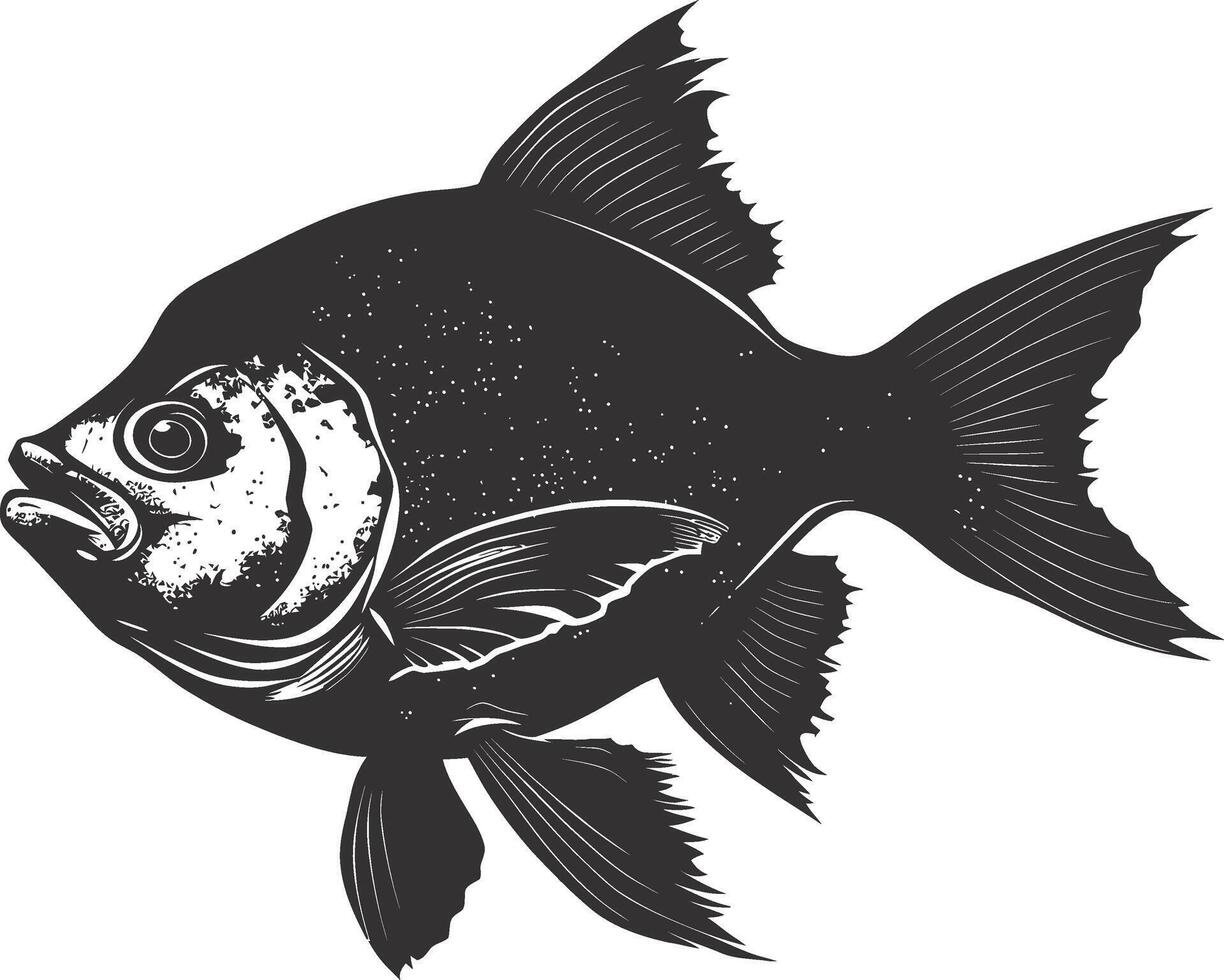 ai generado silueta piraña pescado animal negro color solamente lleno cuerpo vector