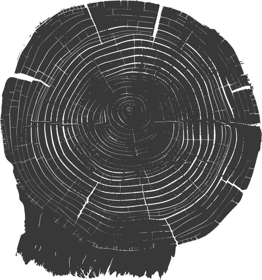 ai generado silueta árbol anillos negro color solamente vector