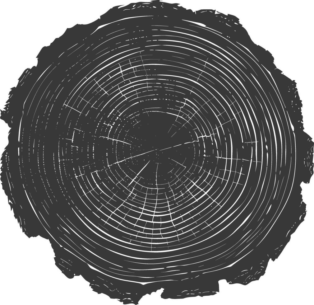 AI generated Silhouette Tree rings black color only vector