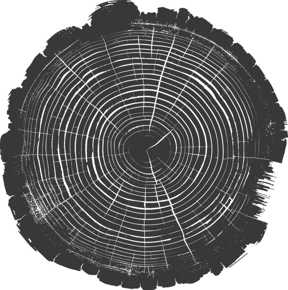 AI generated Silhouette Tree rings black color only vector